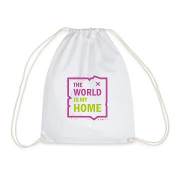 World Home (colour) - Drawstring Bag - white - Front