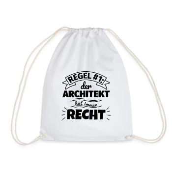 Architekt Geschenke – Hat immer Recht - Turnbeutel - Weiß - Vorne
