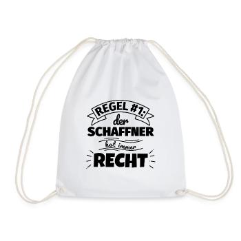 Schaffner Geschenke – Hat immer Recht - Turnbeutel - Weiß - Vorne