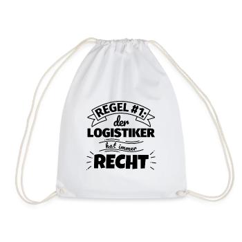 Logistiker Geschenke – Hat immer Recht - Turnbeutel - Weiß - Vorne