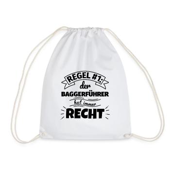 Baggerführer Geschenke – Hat immer Recht - Turnbeutel - Weiß - Vorne