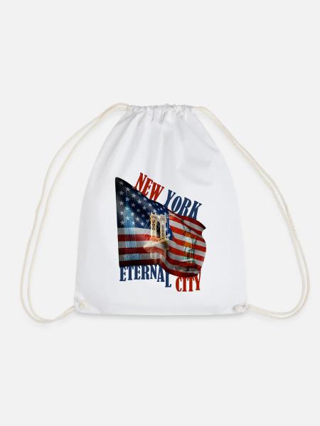 NEW YORK - Drawstring Bag - white