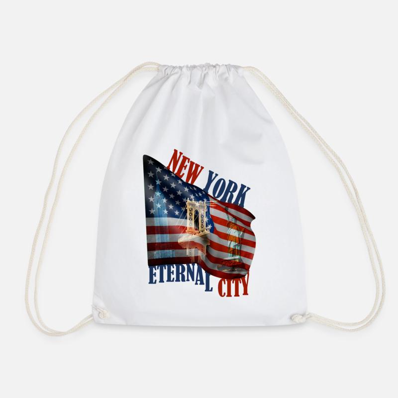 NEW YORK - Drawstring Bag - white