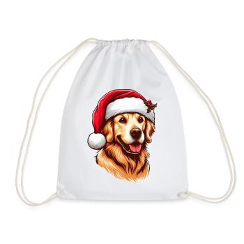 Père Noël Retriver doré - Sac de sport léger - blanc - Devant
