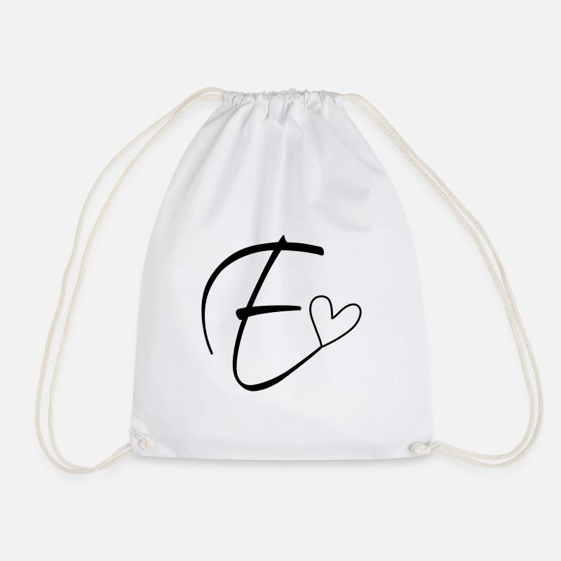 Letter E Letter E Calligraphy - Drawstring Bag - white