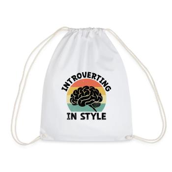 Introverting In Style Sayings For Introverts - Drawstring Bag - white - Front