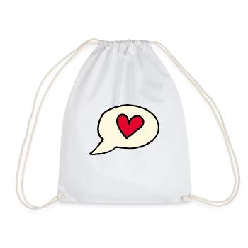 Love: Speech Bubble With Heart - Drawstring Bag - white - Front