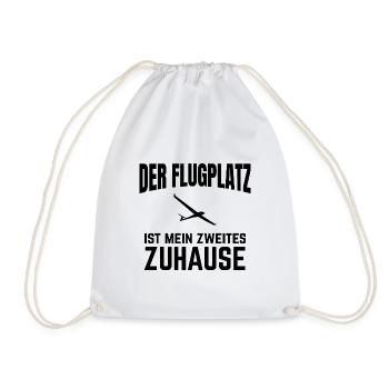 Der Flugplatz ist mein zweites Zuhause | Geschenk - Turnbeutel - Weiß - Vorne