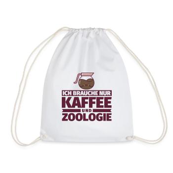 Ich brauche nur Kaffee und Zoologie - Turnbeutel - Weiß - Vorne
