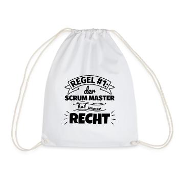 Scrum Master Geschenke – Hat immer Recht - Turnbeutel - Weiß - Vorne