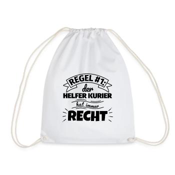 Helfer Kurier Geschenke – Hat immer Recht - Turnbeutel - Weiß - Vorne