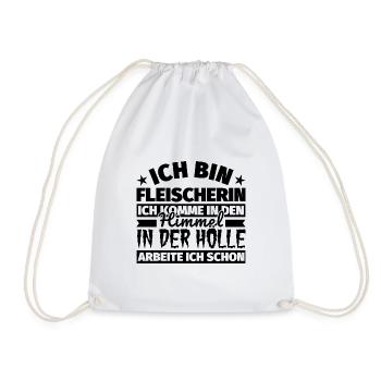 Fleischerin Geschenk lustig Himmel Hölle - Turnbeutel - Weiß - Vorne