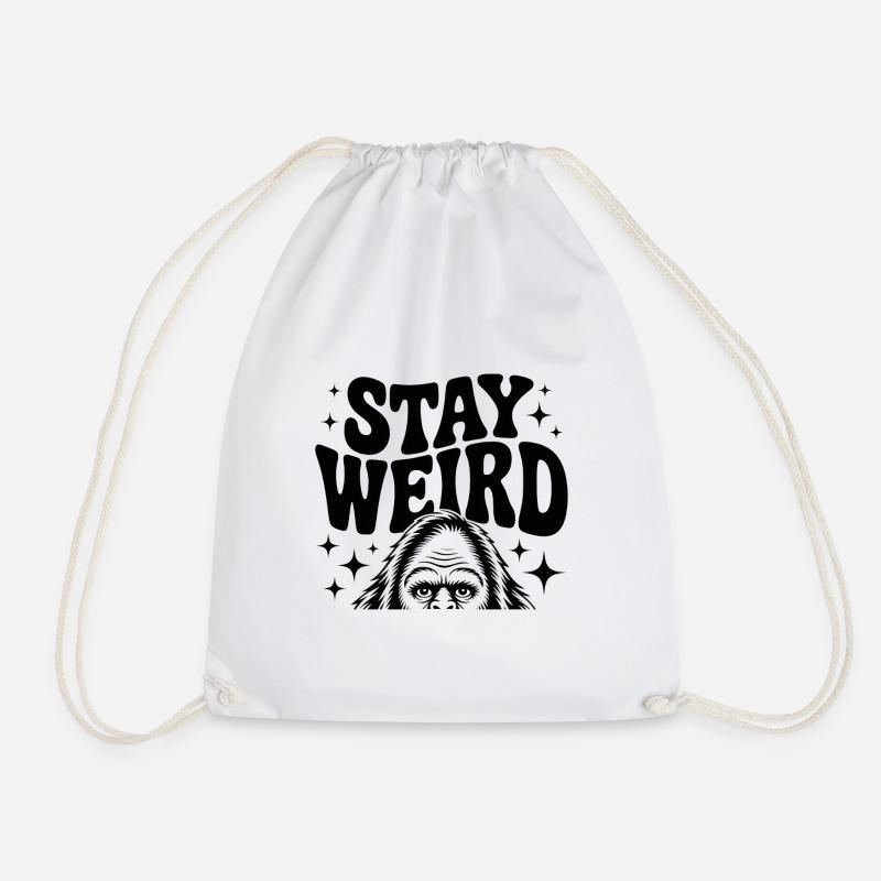 Stay Weird: Gorilla Design - Drawstring Bag - white