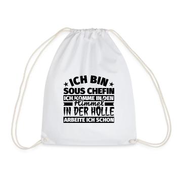 Sous Chefin Geschenk lustig Himmel Hölle - Turnbeutel - Weiß - Vorne