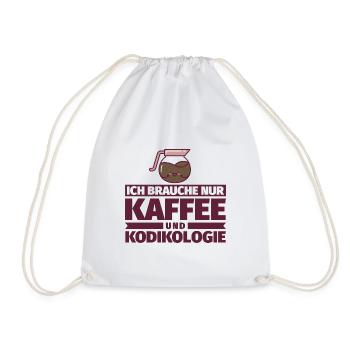 Ich brauche nur Kaffee und Kodikologie - Turnbeutel - Weiß - Vorne