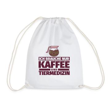 Ich brauche nur Kaffee und Tiermedizin - Turnbeutel - Weiß - Vorne