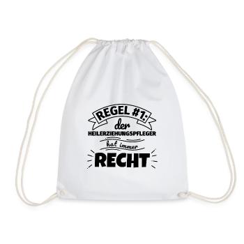Heilerziehungspfleger Geschenke – Hat immer Recht - Turnbeutel - Weiß - Vorne