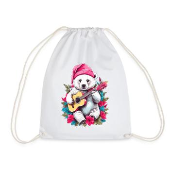 Ours polaire mignon avec guitare - Sac de sport léger - blanc - Devant