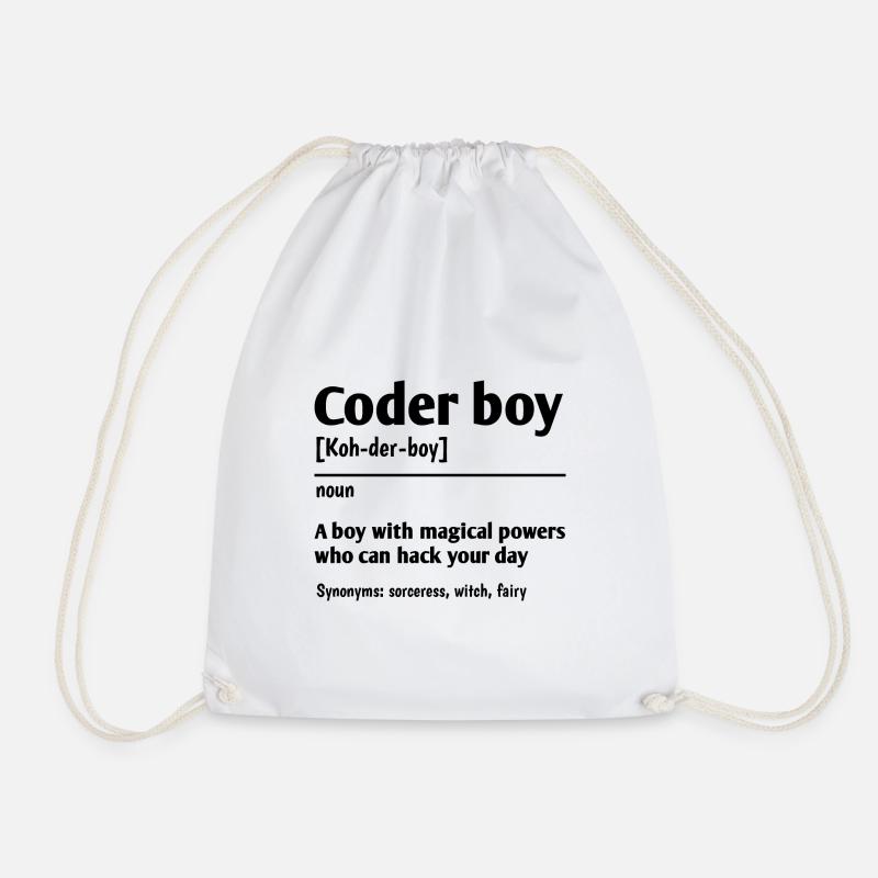 Coder Boy Definition Noun Software Developer Progr - Turnbeutel - Weiß