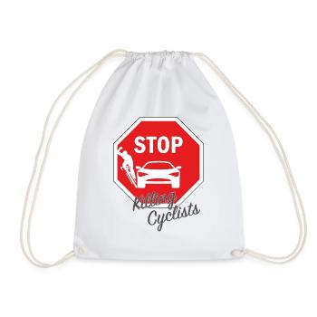 T-Shirt mit Druck Stop killing cyclists/ Radfahrer - Turnbeutel - Weiß - Vorne