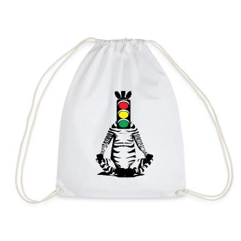 Zebra, Traffic Light, Head, Art, Streetart, Urban - Drawstring Bag - white - Front