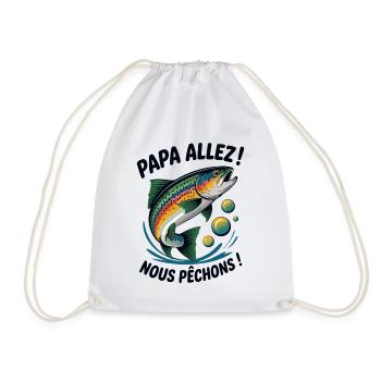 Papa allez! Nous pêchons ! Truite sautante - Sac de sport léger - blanc - Devant