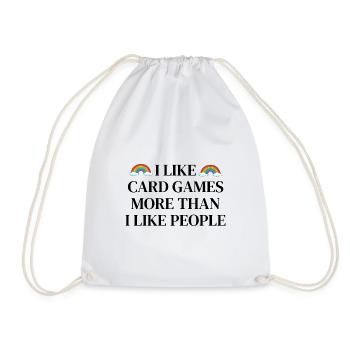 I like Card games more than I like people - Drawstring Bag - white - Front