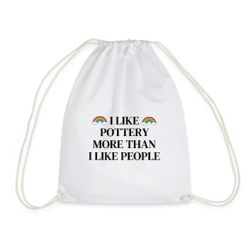 I like pottery more than people - Drawstring Bag - white - Front