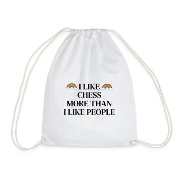 I like chess more than people - Drawstring Bag - white - Front