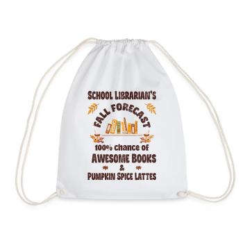 Bibliothécaire scolaire, livres et lattes aux épices à la citrouille - Sac de sport léger - blanc - Devant
