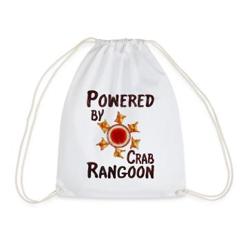 Powered by crab rangoon - Drawstring Bag - white - Front