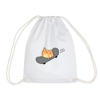 Cat Skateboard Comic Hip Hop Skater Fat Cats - Drawstring Bag - white - Front