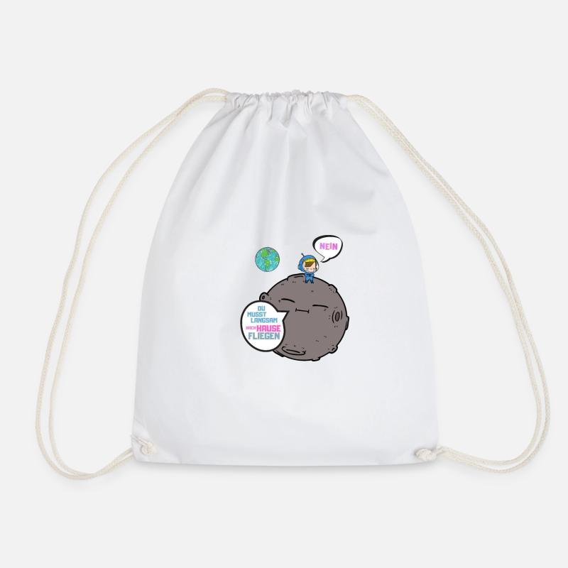 Astronaut Planet Space Space Comic F082 - Drawstring Bag - white
