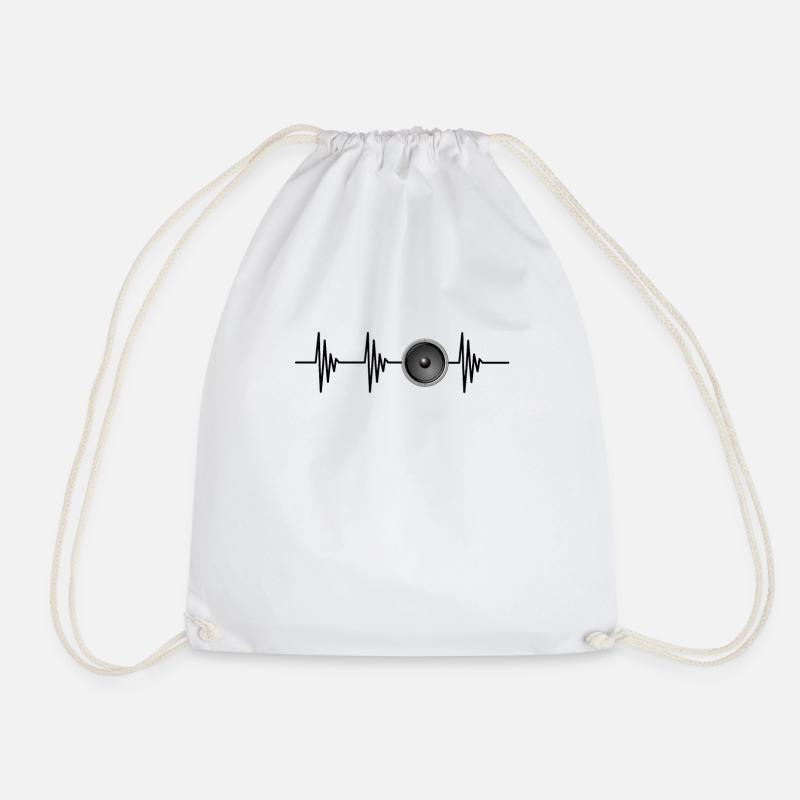 Heartbeat Bass Techno EDM - Drawstring Bag - white