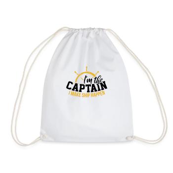 Captain Captain Boat Yacht Anchor Sail Gift - Drawstring Bag - white - Front