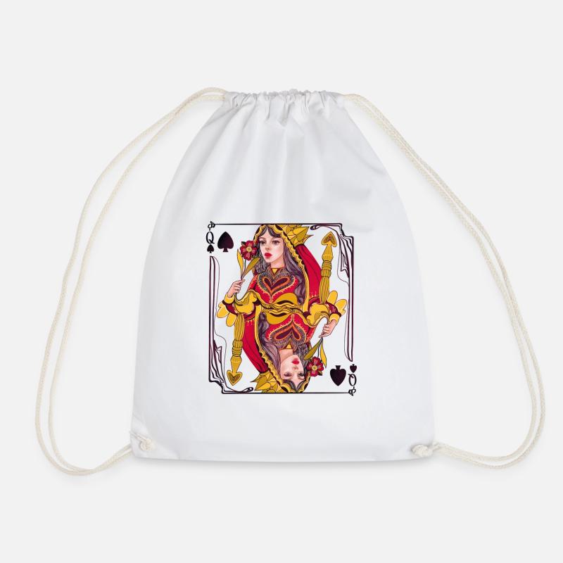 Queen of Spades - Drawstring Bag - white