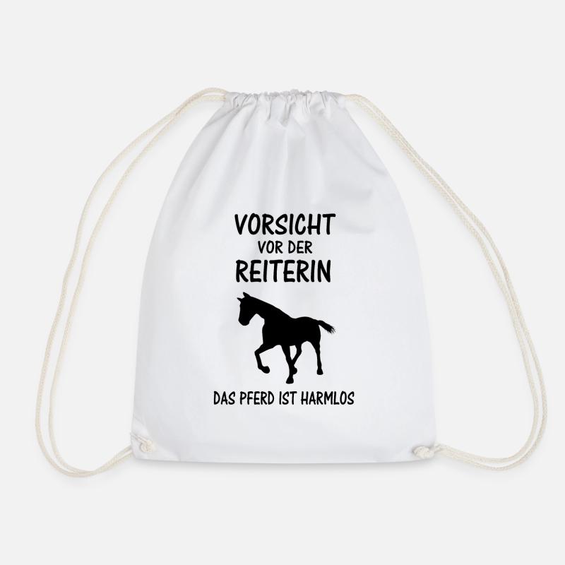 Vorsicht vor der Reiterin Pferdesprüche Geschenk - Turnbeutel - Weiß