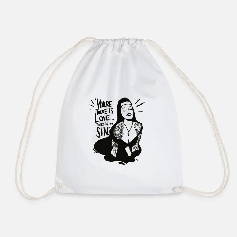 Sinner - Drawstring Bag - white