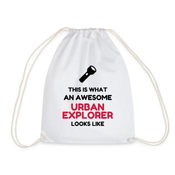 Urbex / Urban Exploration / Explorer / Cataphile - Drawstring Bag - white - Front