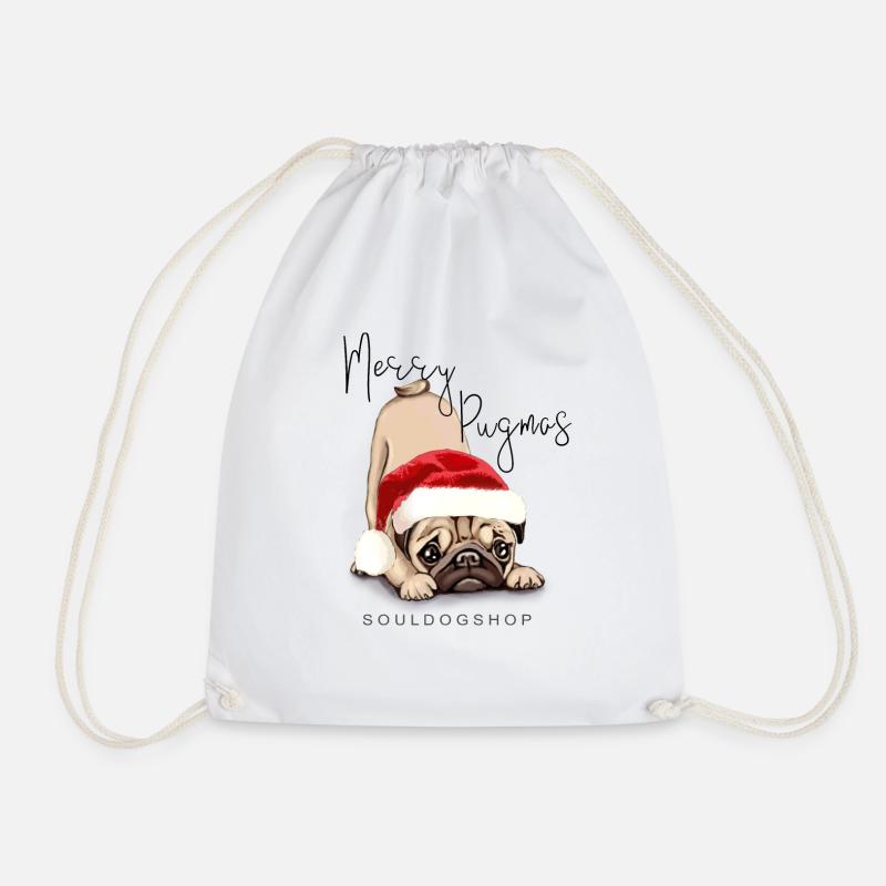 Weihnachten Mops Pug Hund Xmas - Turnbeutel - Weiß