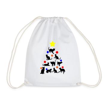 Christmas cat - Drawstring Bag - white - Front