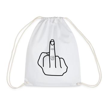 Middle finger stink finger Middle finger black - Drawstring Bag - white - Front