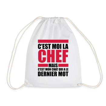 c'est moi le chef mon chat le dernier mot - Sac de sport léger - blanc - Devant