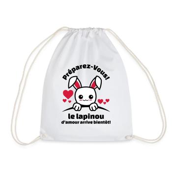 préparez-vous le lapinou d'amour arrive bientôt - Sac de sport léger - blanc - Devant
