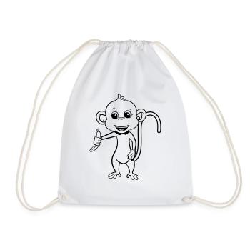 monkey has banana - Drawstring Bag - white - Front