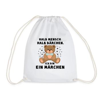 halb Mensch halb Bärchen Ich bin ein Märchen - Turnbeutel - Weiß - Vorne