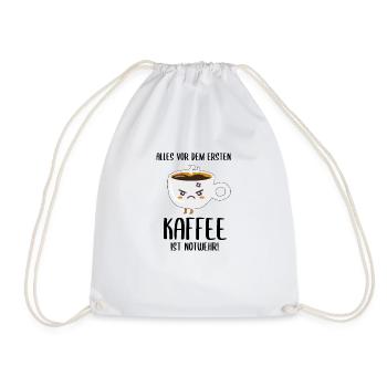 alles vor dem ersten Kaffee ist Notwehr! - Turnbeutel - Weiß - Vorne