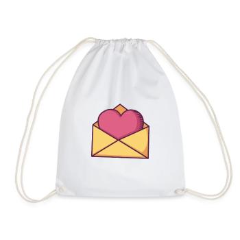 Heart in an Envelope - Drawstring Bag - white - Front