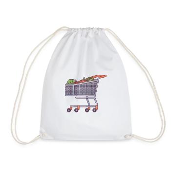 Shopping Cart With Organic Food - Drawstring Bag - white - Front