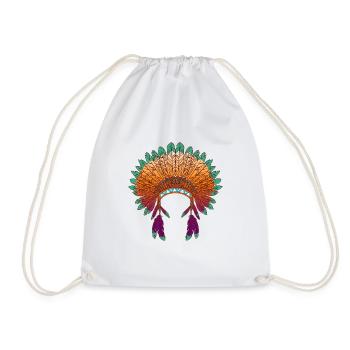 Native American Chief Wear - Drawstring Bag - white - Front